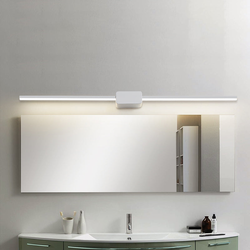 White Rectilinear Wall Sconce Light Simple Iron 16/23.5/31.5 Inches Long LED Vanity Lamp in Warm/White Light White Clearhalo 'Modern wall lights' 'Modern' 'Vanity Lights' 'Wall Lights' Lighting' 1460512