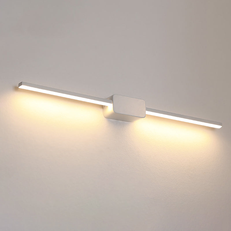 White Rectilinear Wall Sconce Light Simple Iron 16/23.5/31.5 Inches Long LED Vanity Lamp in Warm/White Light Clearhalo 'Modern wall lights' 'Modern' 'Vanity Lights' 'Wall Lights' Lighting' 1460514