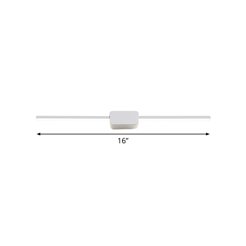 White Rectilinear Wall Sconce Light Simple Iron 16/23.5/31.5 Inches Long LED Vanity Lamp in Warm/White Light Clearhalo 'Modern wall lights' 'Modern' 'Vanity Lights' 'Wall Lights' Lighting' 1460515