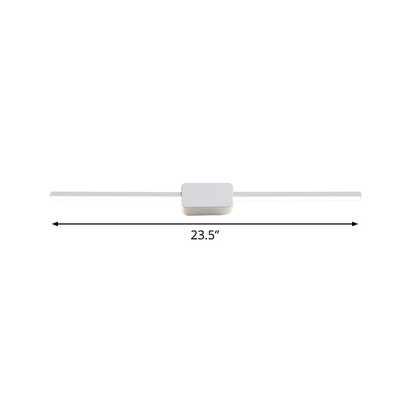 White Rectilinear Wall Sconce Light Simple Iron 16/23.5/31.5 Inches Long LED Vanity Lamp in Warm/White Light Clearhalo 'Modern wall lights' 'Modern' 'Vanity Lights' 'Wall Lights' Lighting' 1460516
