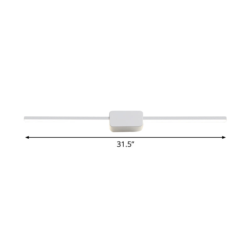 White Rectilinear Wall Sconce Light Simple Iron 16/23.5/31.5 Inches Long LED Vanity Lamp in Warm/White Light Clearhalo 'Modern wall lights' 'Modern' 'Vanity Lights' 'Wall Lights' Lighting' 1460517