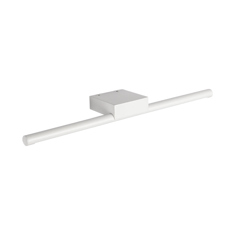 Pole Vanity Lighting Simplicity Metal White LED Wall Mount Light in Warm/White Light, 16"/19.5"/23.5" Length Clearhalo 'Cast Iron' 'Glass' 'Industrial' 'Modern wall lights' 'Modern' 'Tiffany' 'Traditional wall lights' 'Vanity Lights' 'Wall Lights' Lighting' 1460521