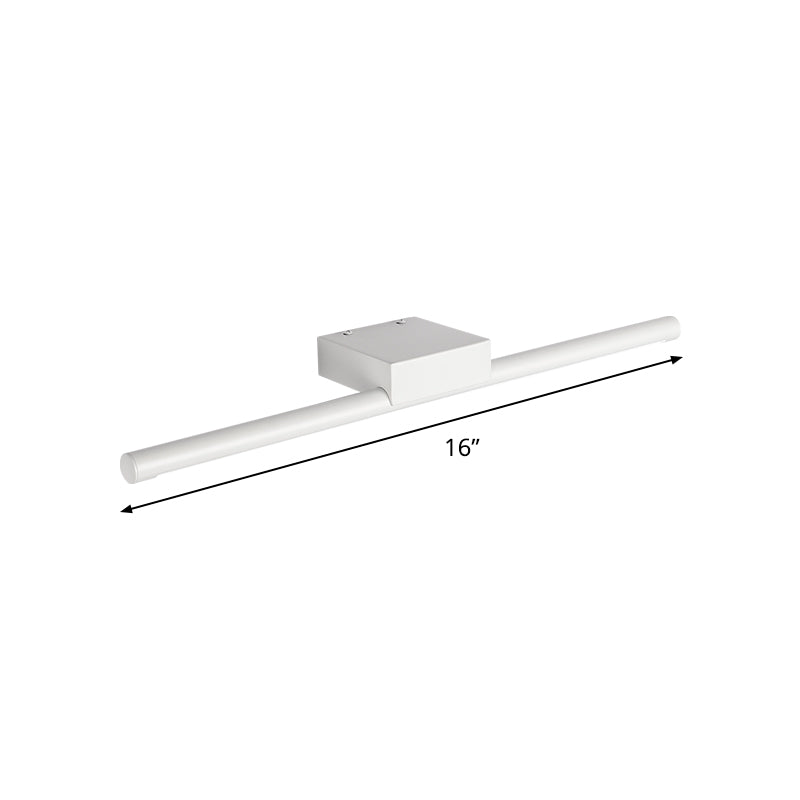 Pole Vanity Lighting Simplicity Metal White LED Wall Mount Light in Warm/White Light, 16"/19.5"/23.5" Length Clearhalo 'Cast Iron' 'Glass' 'Industrial' 'Modern wall lights' 'Modern' 'Tiffany' 'Traditional wall lights' 'Vanity Lights' 'Wall Lights' Lighting' 1460522