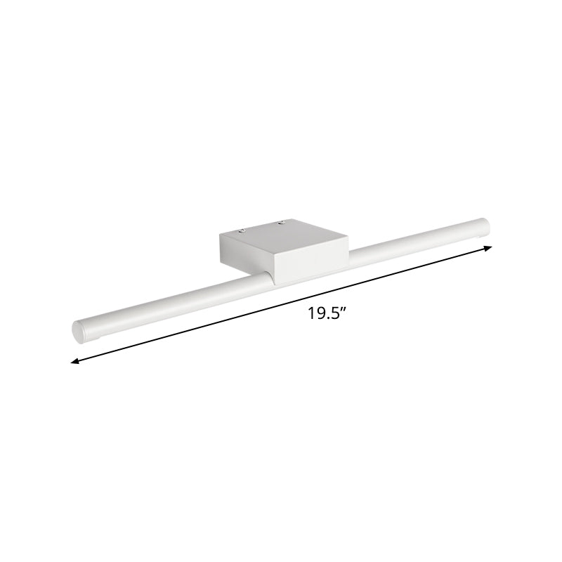 Pole Vanity Lighting Simplicity Metal White LED Wall Mount Light in Warm/White Light, 16"/19.5"/23.5" Length Clearhalo 'Cast Iron' 'Glass' 'Industrial' 'Modern wall lights' 'Modern' 'Tiffany' 'Traditional wall lights' 'Vanity Lights' 'Wall Lights' Lighting' 1460523
