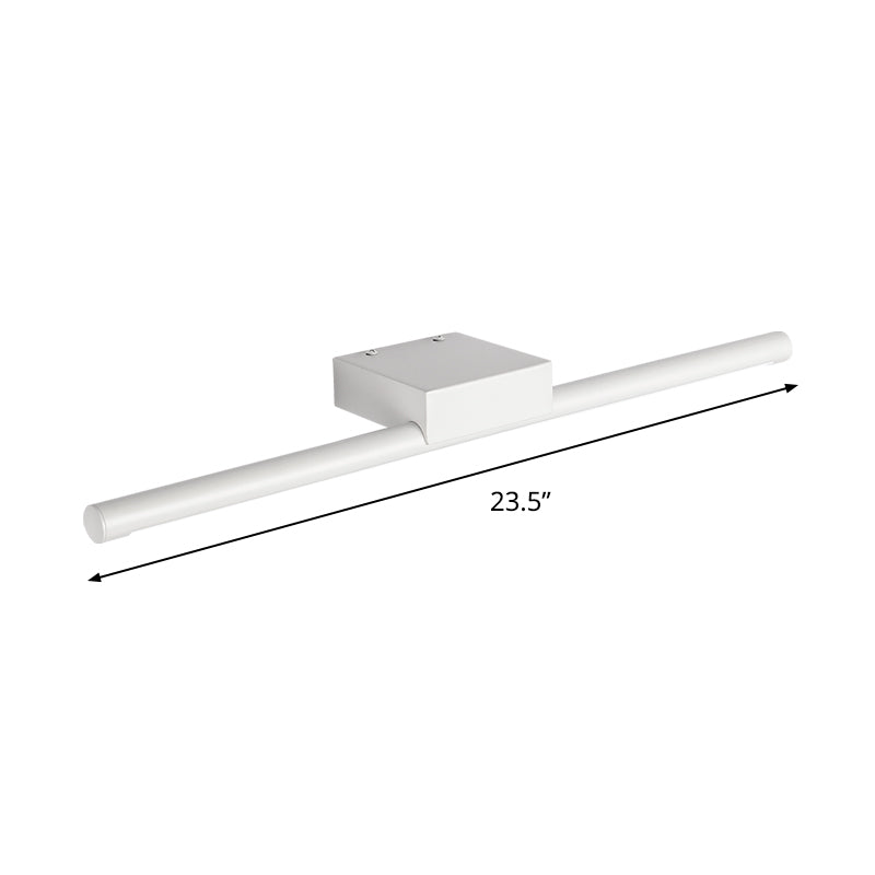 Pole Vanity Lighting Simplicity Metal White LED Wall Mount Light in Warm/White Light, 16"/19.5"/23.5" Length Clearhalo 'Cast Iron' 'Glass' 'Industrial' 'Modern wall lights' 'Modern' 'Tiffany' 'Traditional wall lights' 'Vanity Lights' 'Wall Lights' Lighting' 1460524
