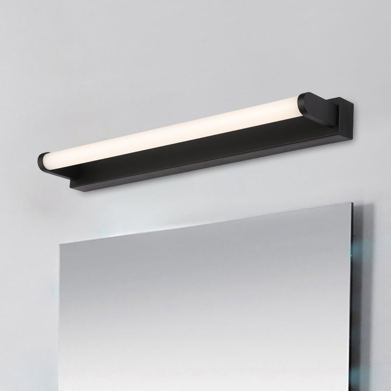 16"/20"/24" L Bathroom LED Vanity Sconce Minimalism Black Wall Light with Tubular Acrylic Shade Clearhalo 'Cast Iron' 'Glass' 'Industrial' 'Modern wall lights' 'Modern' 'Tiffany' 'Traditional wall lights' 'Vanity Lights' 'Wall Lights' Lighting' 1460525