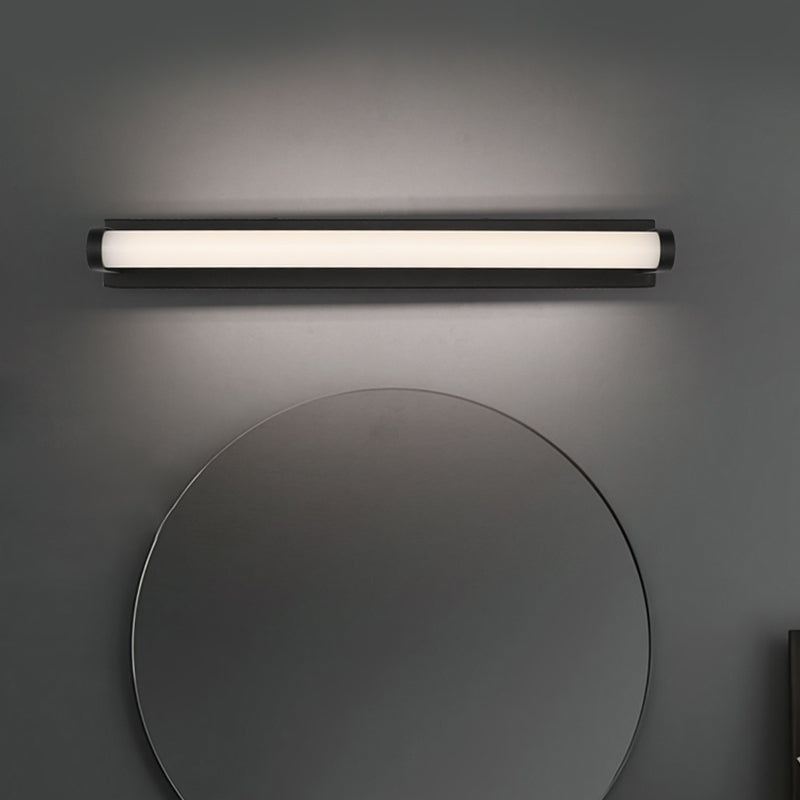 16"/20"/24" L Bathroom LED Vanity Sconce Minimalism Black Wall Light with Tubular Acrylic Shade Black Clearhalo 'Cast Iron' 'Glass' 'Industrial' 'Modern wall lights' 'Modern' 'Tiffany' 'Traditional wall lights' 'Vanity Lights' 'Wall Lights' Lighting' 1460526