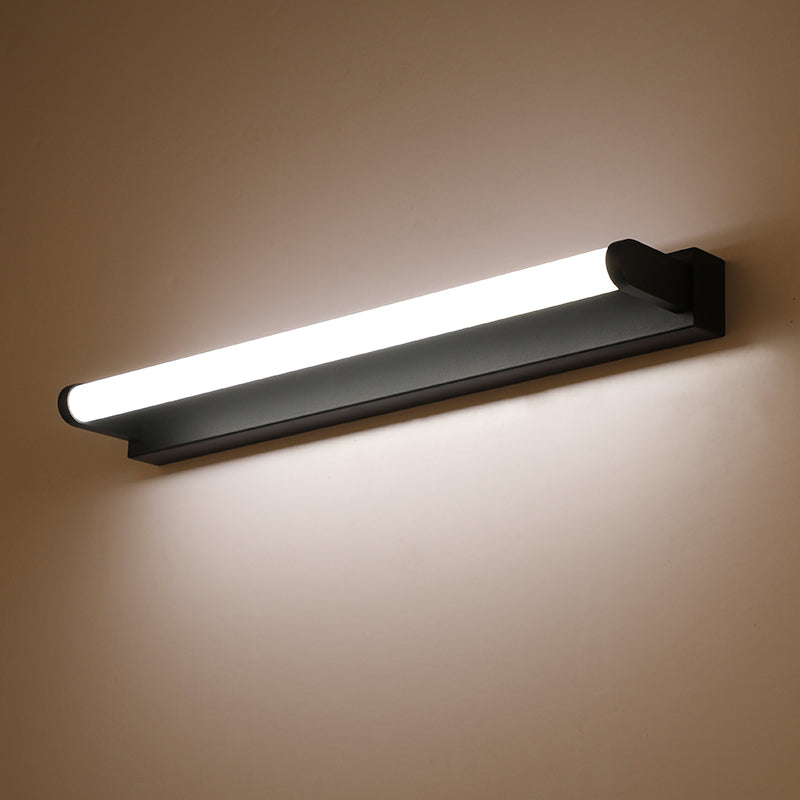 16"/20"/24" L Bathroom LED Vanity Sconce Minimalism Black Wall Light with Tubular Acrylic Shade Clearhalo 'Cast Iron' 'Glass' 'Industrial' 'Modern wall lights' 'Modern' 'Tiffany' 'Traditional wall lights' 'Vanity Lights' 'Wall Lights' Lighting' 1460528