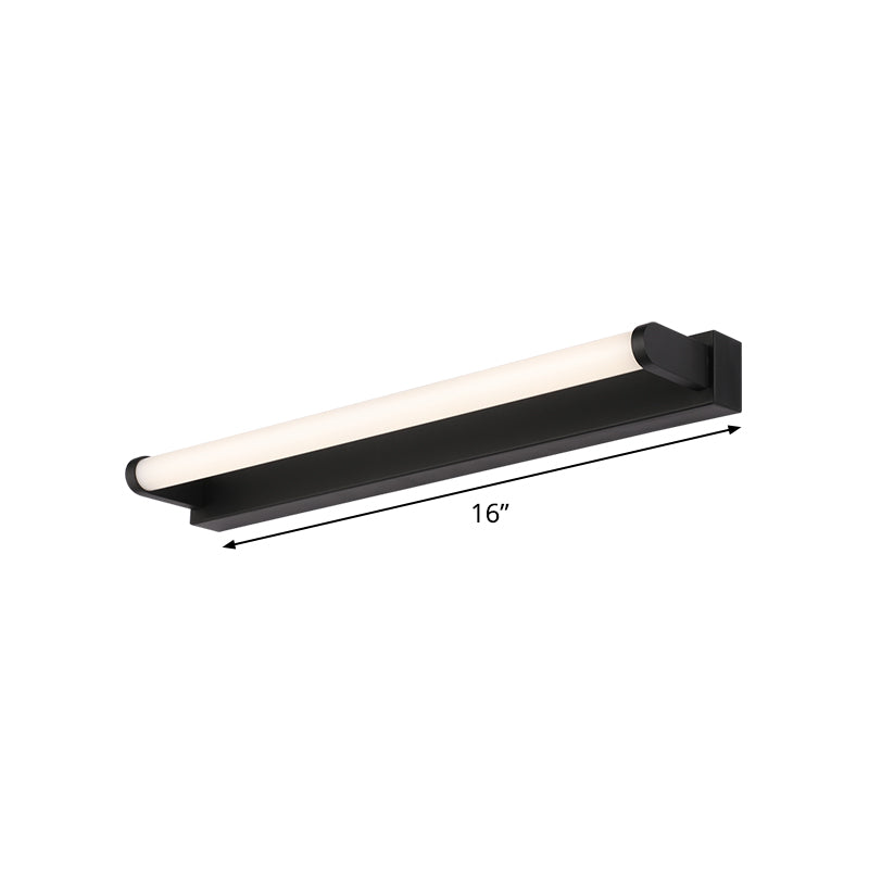 16"/20"/24" L Bathroom LED Vanity Sconce Minimalism Black Wall Light with Tubular Acrylic Shade Clearhalo 'Cast Iron' 'Glass' 'Industrial' 'Modern wall lights' 'Modern' 'Tiffany' 'Traditional wall lights' 'Vanity Lights' 'Wall Lights' Lighting' 1460529