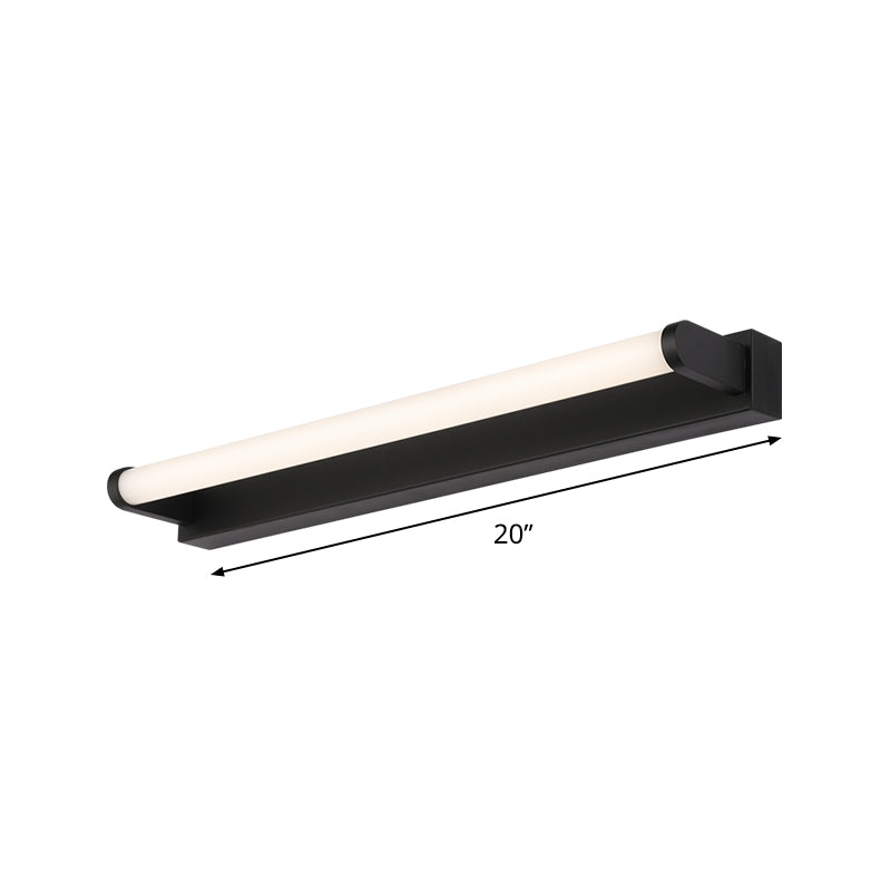 16"/20"/24" L Bathroom LED Vanity Sconce Minimalism Black Wall Light with Tubular Acrylic Shade Clearhalo 'Cast Iron' 'Glass' 'Industrial' 'Modern wall lights' 'Modern' 'Tiffany' 'Traditional wall lights' 'Vanity Lights' 'Wall Lights' Lighting' 1460530