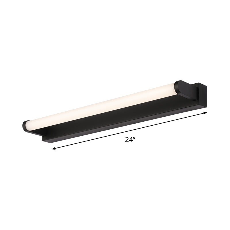 16"/20"/24" L Bathroom LED Vanity Sconce Minimalism Black Wall Light with Tubular Acrylic Shade Clearhalo 'Cast Iron' 'Glass' 'Industrial' 'Modern wall lights' 'Modern' 'Tiffany' 'Traditional wall lights' 'Vanity Lights' 'Wall Lights' Lighting' 1460531