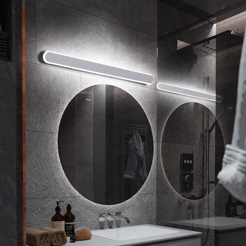 Oblong Bath Flush Wall Sconce Acrylic Minimalist LED Vanity Mirror Light in Warm/White Light, 16/23.5/31.5 Inch Length Clearhalo 'Modern wall lights' 'Modern' 'Vanity Lights' 'Wall Lights' Lighting' 1460540