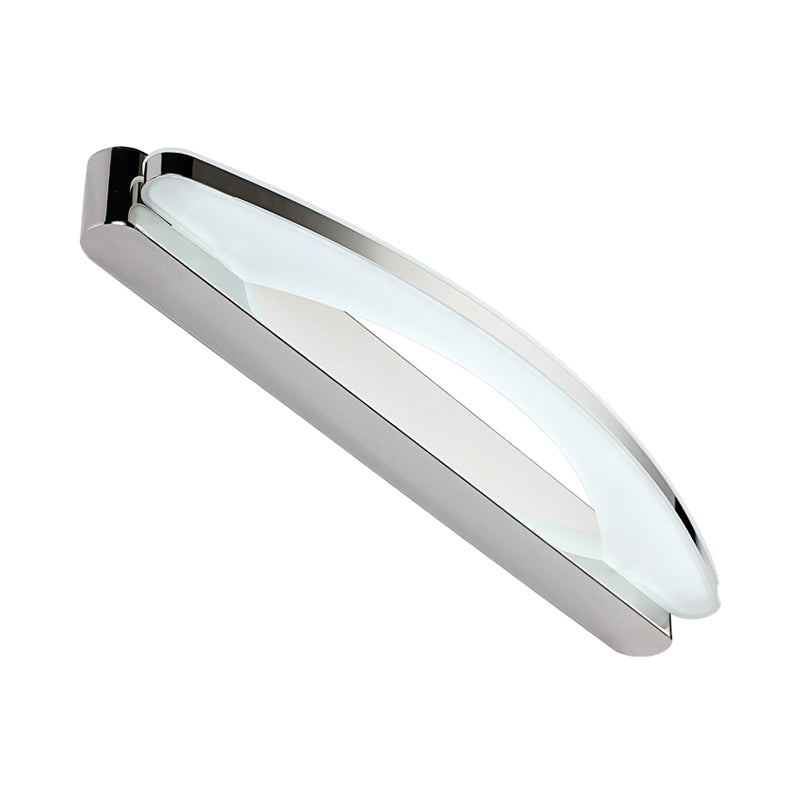 Chrome Arched Vanity Light Modernist Stainless Steel 21"/27.5" L LED Wall Sconce in Warm/White Light with Acrylic Diffuser Clearhalo 'Cast Iron' 'Glass' 'Industrial' 'Modern wall lights' 'Modern' 'Tiffany' 'Traditional wall lights' 'Vanity Lights' 'Wall Lights' Lighting' 1460554