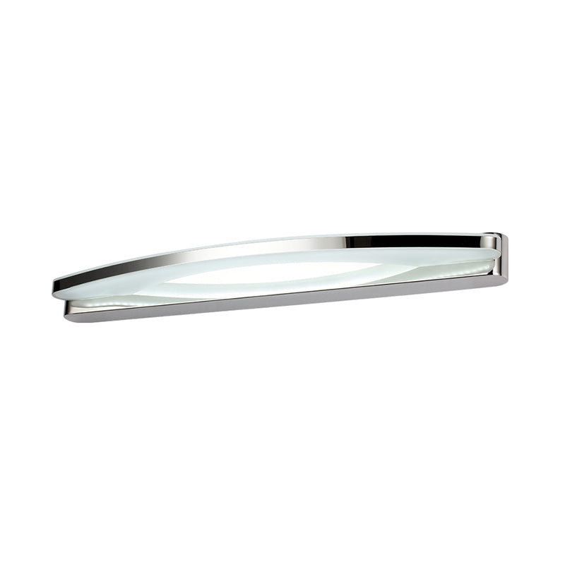 Chrome Arched Vanity Light Modernist Stainless Steel 21"/27.5" L LED Wall Sconce in Warm/White Light with Acrylic Diffuser Clearhalo 'Cast Iron' 'Glass' 'Industrial' 'Modern wall lights' 'Modern' 'Tiffany' 'Traditional wall lights' 'Vanity Lights' 'Wall Lights' Lighting' 1460555