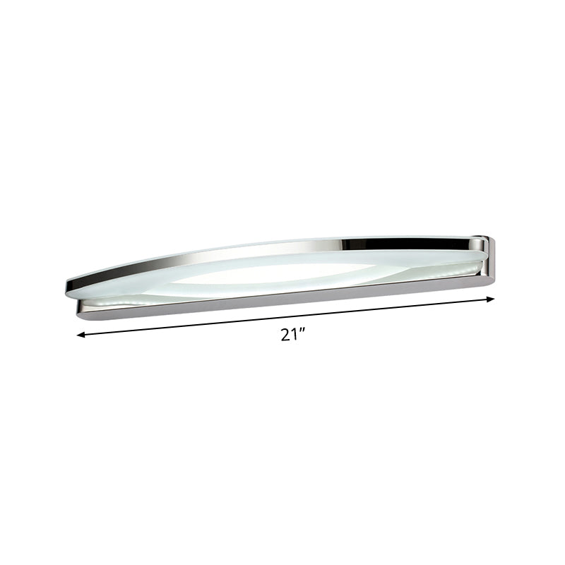 Chrome Arched Vanity Light Modernist Stainless Steel 21"/27.5" L LED Wall Sconce in Warm/White Light with Acrylic Diffuser Clearhalo 'Cast Iron' 'Glass' 'Industrial' 'Modern wall lights' 'Modern' 'Tiffany' 'Traditional wall lights' 'Vanity Lights' 'Wall Lights' Lighting' 1460556