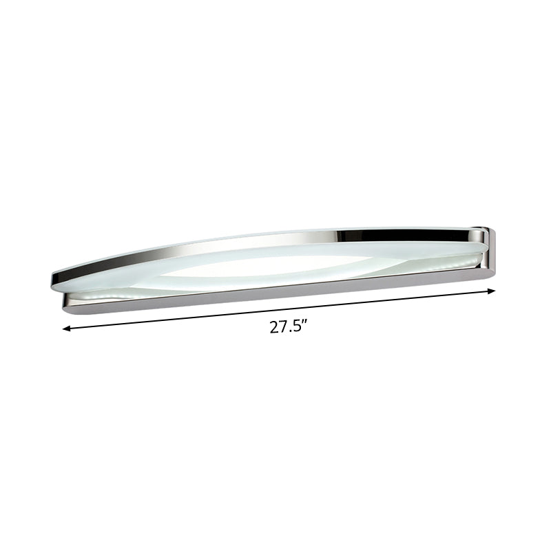 Chrome Arched Vanity Light Modernist Stainless Steel 21"/27.5" L LED Wall Sconce in Warm/White Light with Acrylic Diffuser Clearhalo 'Cast Iron' 'Glass' 'Industrial' 'Modern wall lights' 'Modern' 'Tiffany' 'Traditional wall lights' 'Vanity Lights' 'Wall Lights' Lighting' 1460557