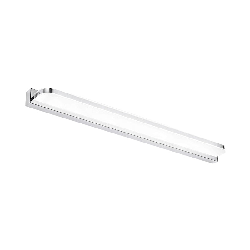 Rectangular Wall Vanity Light Simple Stainless Steel Chrome 16.5"/20.5"/24.5" L LED Sconce Fixture with Rounded Corner, Warm/White Light Clearhalo 'Modern wall lights' 'Modern' 'Vanity Lights' 'Wall Lights' Lighting' 1460566