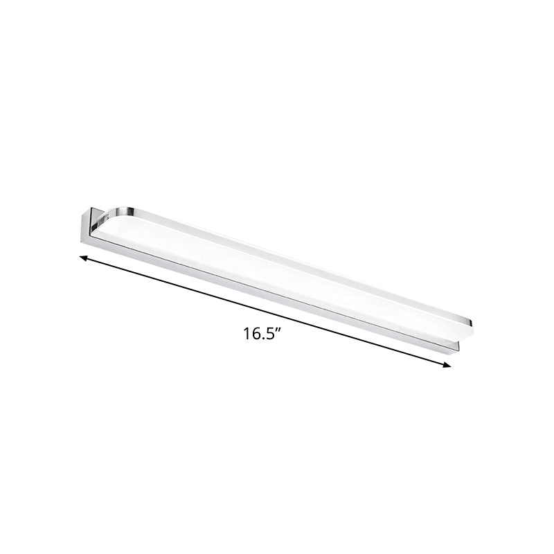 Rectangular Wall Vanity Light Simple Stainless Steel Chrome 16.5"/20.5"/24.5" L LED Sconce Fixture with Rounded Corner, Warm/White Light Clearhalo 'Modern wall lights' 'Modern' 'Vanity Lights' 'Wall Lights' Lighting' 1460568