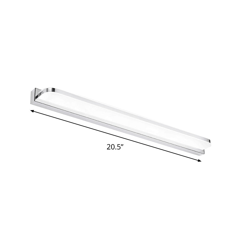 Rectangular Wall Vanity Light Simple Stainless Steel Chrome 16.5"/20.5"/24.5" L LED Sconce Fixture with Rounded Corner, Warm/White Light Clearhalo 'Modern wall lights' 'Modern' 'Vanity Lights' 'Wall Lights' Lighting' 1460569