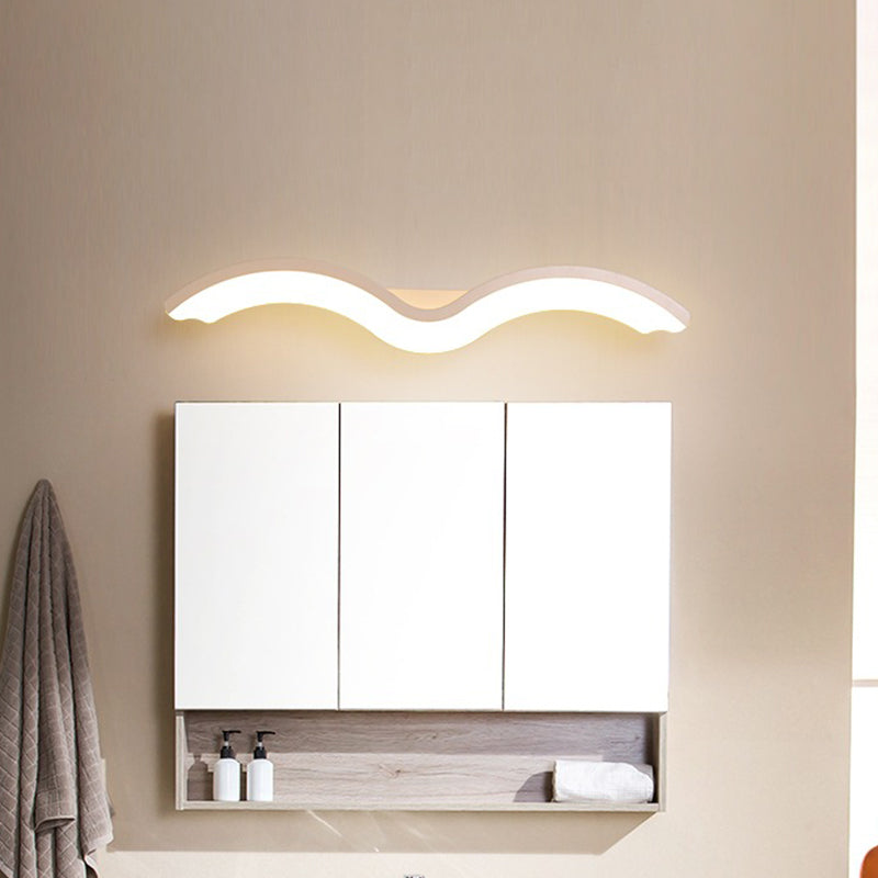 Black/White Wavelet LED Wall Sconce Minimalism Metal Vanity Mirror Light with Frosted Diffuser, 16"/23.5"/31.5" Long Clearhalo 'Modern wall lights' 'Modern' 'Vanity Lights' 'Wall Lights' Lighting' 1460585