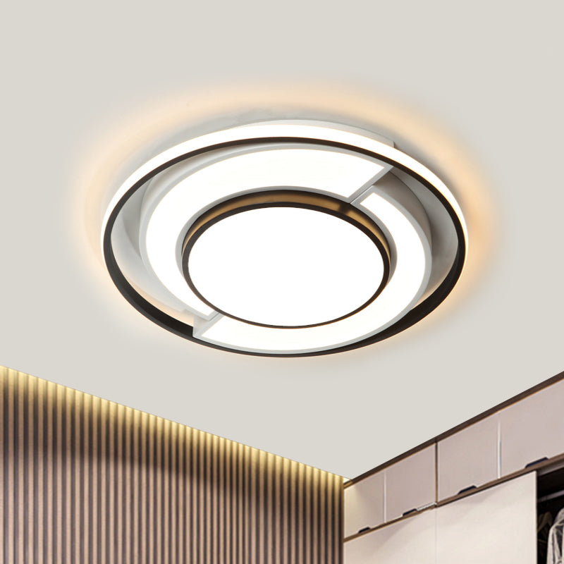 Modern Spliced Round Thin Ceiling Lamp Acrylic Bedroom 16.5/20.5 Inches Wide LED Flush Mounted Light in Black-White Black-White Clearhalo 'Ceiling Lights' 'Close To Ceiling Lights' 'Close to ceiling' 'Flush mount' Lighting' 1460589