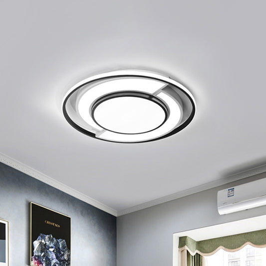 Modern Spliced Round Thin Ceiling Lamp Acrylic Bedroom 16.5/20.5 Inches Wide LED Flush Mounted Light in Black-White Clearhalo 'Ceiling Lights' 'Close To Ceiling Lights' 'Close to ceiling' 'Flush mount' Lighting' 1460590