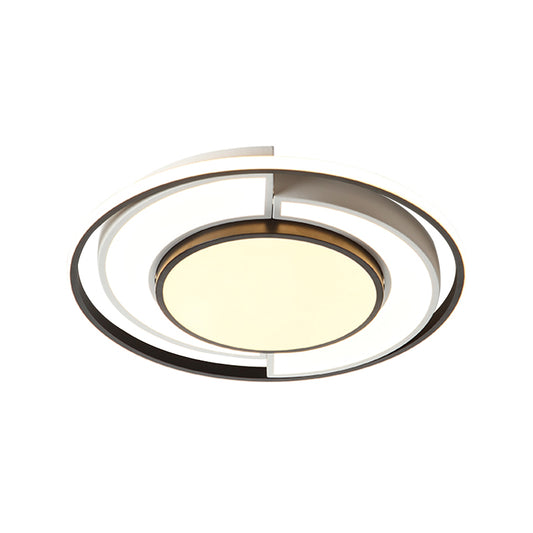 Modern Spliced Round Thin Ceiling Lamp Acrylic Bedroom 16.5/20.5 Inches Wide LED Flush Mounted Light in Black-White Clearhalo 'Ceiling Lights' 'Close To Ceiling Lights' 'Close to ceiling' 'Flush mount' Lighting' 1460591