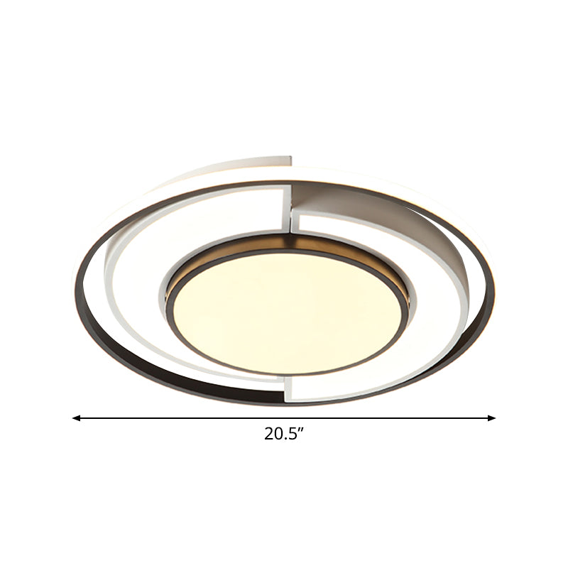 Modern Spliced Round Thin Ceiling Lamp Acrylic Bedroom 16.5/20.5 Inches Wide LED Flush Mounted Light in Black-White Clearhalo 'Ceiling Lights' 'Close To Ceiling Lights' 'Close to ceiling' 'Flush mount' Lighting' 1460594