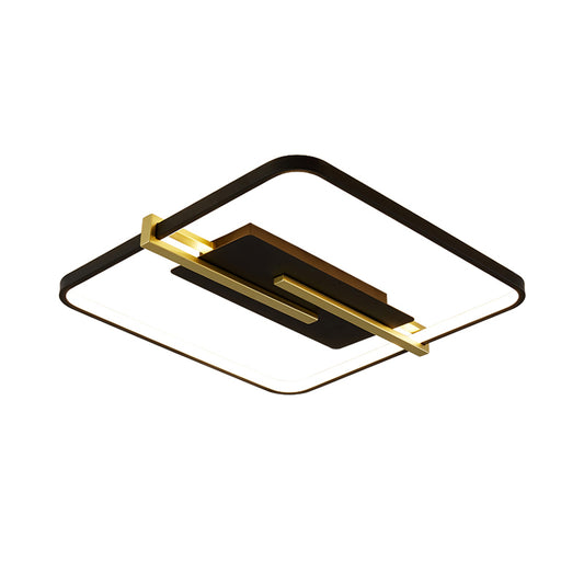 LED Bedroom Flush-Mount Light Fixture Minimalist Black/White and Gold Ceiling Lamp with Square Acrylic Frame Clearhalo 'Ceiling Lights' 'Close To Ceiling Lights' 'Close to ceiling' 'Flush mount' Lighting' 1460608