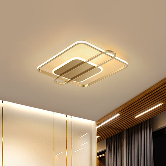 Square and Oblong Thin Ceiling Fixture Simplicity Aluminum Bedroom LED Flush Mount Lighting in Black/White/Gold, 16.5/20.5 Inch Width Clearhalo 'Ceiling Lights' 'Close To Ceiling Lights' 'Close to ceiling' 'Flush mount' Lighting' 1460624