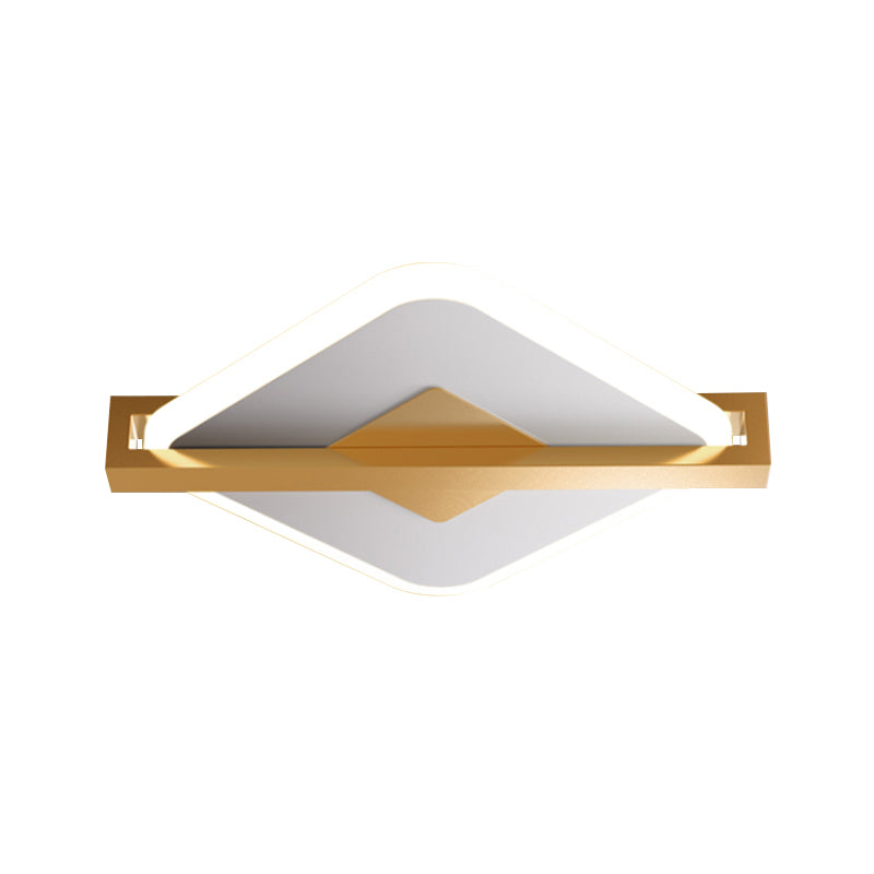 Black/White-Gold Rhombus Thin Flushmount Vintage Acrylic LED Ceiling Mount Light with Frame Guard Clearhalo 'Ceiling Lights' 'Close To Ceiling Lights' 'Close to ceiling' 'Flush mount' Lighting' 1460658