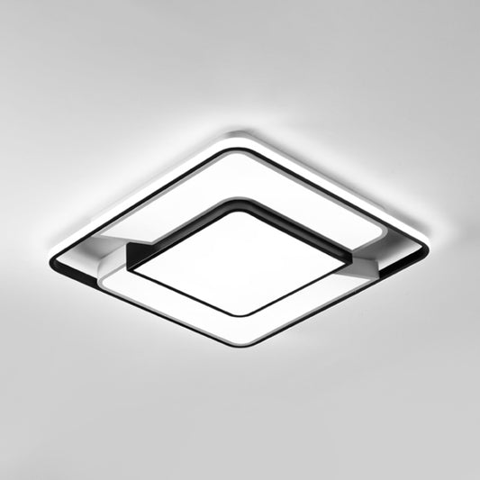 Modern Spliced Square Thin Ceiling Lamp Aluminum Bedroom LED Flush Mount Recessed Lighting in Black-White, 18"/21.5" Wide Clearhalo 'Ceiling Lights' 'Close To Ceiling Lights' 'Close to ceiling' 'Flush mount' Lighting' 1460676