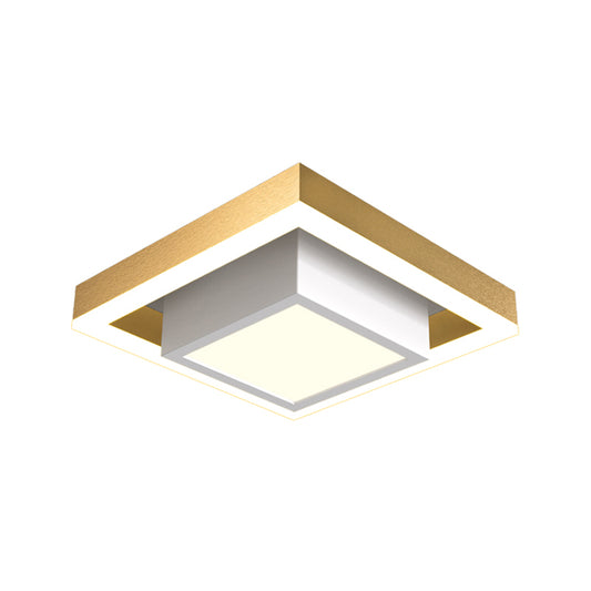 Nordic LED Flush Ceiling Light Black/Gold/Coffee Dual Square Small Flush Mount Fixture with Acrylic Shade for Hall Clearhalo 'Ceiling Lights' 'Close To Ceiling Lights' 'Close to ceiling' 'Flush mount' Lighting' 1460681