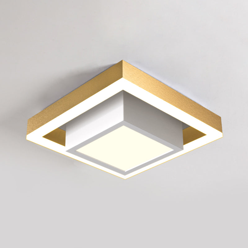 Nordic LED Flush Ceiling Light Black/Gold/Coffee Dual Square Small Flush Mount Fixture with Acrylic Shade for Hall Clearhalo 'Ceiling Lights' 'Close To Ceiling Lights' 'Close to ceiling' 'Flush mount' Lighting' 1460682