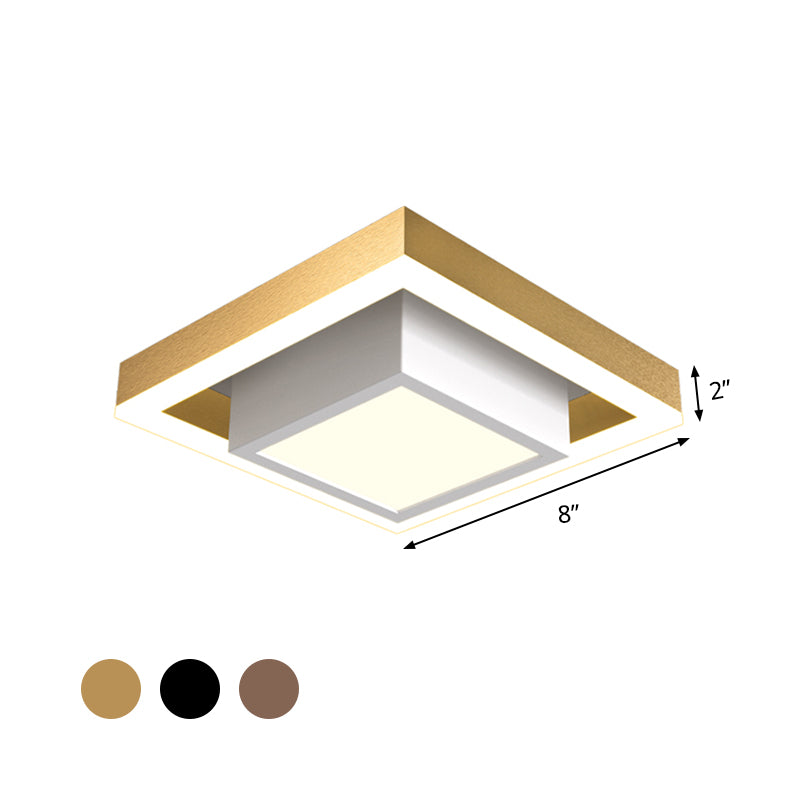 Nordic LED Flush Ceiling Light Black/Gold/Coffee Dual Square Small Flush Mount Fixture with Acrylic Shade for Hall Clearhalo 'Ceiling Lights' 'Close To Ceiling Lights' 'Close to ceiling' 'Flush mount' Lighting' 1460683