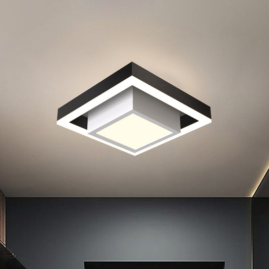 Nordic LED Flush Ceiling Light Black/Gold/Coffee Dual Square Small Flush Mount Fixture with Acrylic Shade for Hall Clearhalo 'Ceiling Lights' 'Close To Ceiling Lights' 'Close to ceiling' 'Flush mount' Lighting' 1460685