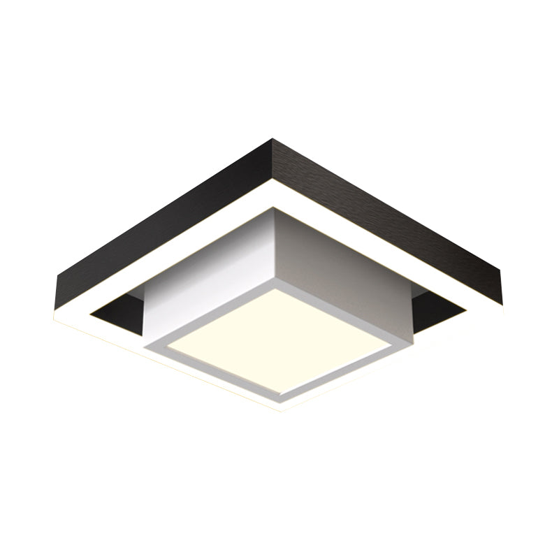 Nordic LED Flush Ceiling Light Black/Gold/Coffee Dual Square Small Flush Mount Fixture with Acrylic Shade for Hall Clearhalo 'Ceiling Lights' 'Close To Ceiling Lights' 'Close to ceiling' 'Flush mount' Lighting' 1460686