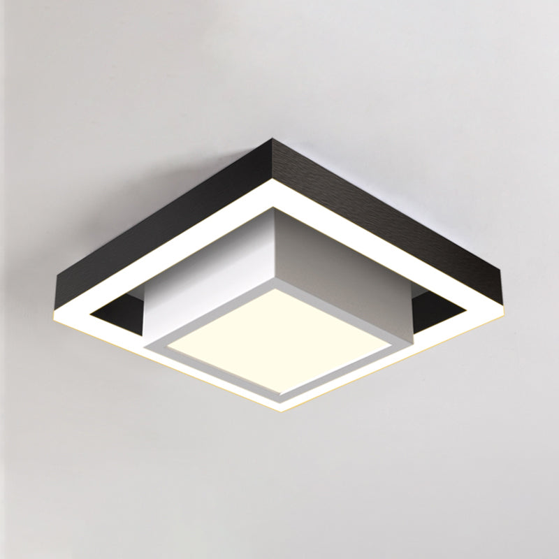 Nordic LED Flush Ceiling Light Black/Gold/Coffee Dual Square Small Flush Mount Fixture with Acrylic Shade for Hall Clearhalo 'Ceiling Lights' 'Close To Ceiling Lights' 'Close to ceiling' 'Flush mount' Lighting' 1460687