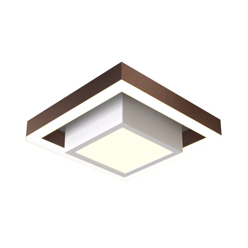 Nordic LED Flush Ceiling Light Black/Gold/Coffee Dual Square Small Flush Mount Fixture with Acrylic Shade for Hall Clearhalo 'Ceiling Lights' 'Close To Ceiling Lights' 'Close to ceiling' 'Flush mount' Lighting' 1460690