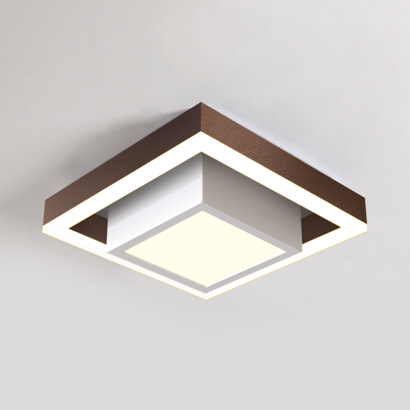 Nordic LED Flush Ceiling Light Black/Gold/Coffee Dual Square Small Flush Mount Fixture with Acrylic Shade for Hall Clearhalo 'Ceiling Lights' 'Close To Ceiling Lights' 'Close to ceiling' 'Flush mount' Lighting' 1460691