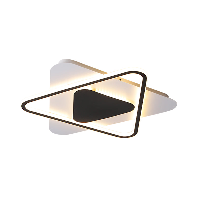 Crossed Triangular Thin Flush Light Modernism Acrylic Bedroom 18"/23.5" Wide LED Ceiling Mount Lamp in Black-White Clearhalo 'Ceiling Lights' 'Close To Ceiling Lights' 'Close to ceiling' 'Flush mount' Lighting' 1460699