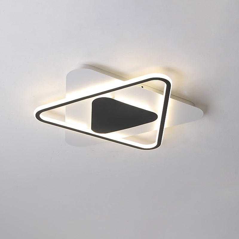 Crossed Triangular Thin Flush Light Modernism Acrylic Bedroom 18"/23.5" Wide LED Ceiling Mount Lamp in Black-White Clearhalo 'Ceiling Lights' 'Close To Ceiling Lights' 'Close to ceiling' 'Flush mount' Lighting' 1460700