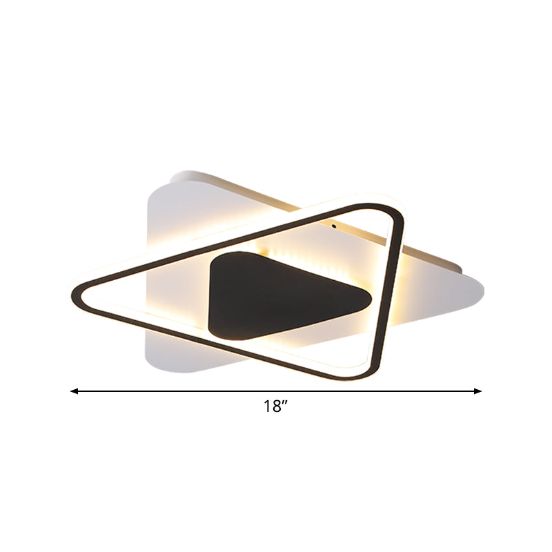 Crossed Triangular Thin Flush Light Modernism Acrylic Bedroom 18"/23.5" Wide LED Ceiling Mount Lamp in Black-White Clearhalo 'Ceiling Lights' 'Close To Ceiling Lights' 'Close to ceiling' 'Flush mount' Lighting' 1460701