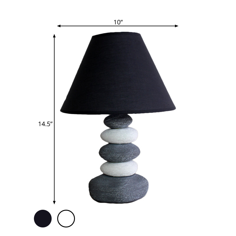 White/Black Barrel Table Light Antique Fabric 1 Bulb Living Room Nightstand Lighting with Ceramic Base Clearhalo 'Lamps' 'Table Lamps' Lighting' 1460934