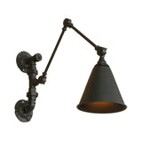 Industrial Swing Arm Wall Sconce Light 1 Light Metal Wall Lamp with Conical Shade in Black for Study Room Clearhalo 'Art deco wall lights' 'Cast Iron' 'Glass' 'Industrial wall lights' 'Industrial' 'Middle century wall lights' 'Modern' 'Rustic wall lights' 'Tiffany' 'Traditional wall lights' 'Wall Lamps & Sconces' 'Wall Lights' Lighting' 146124