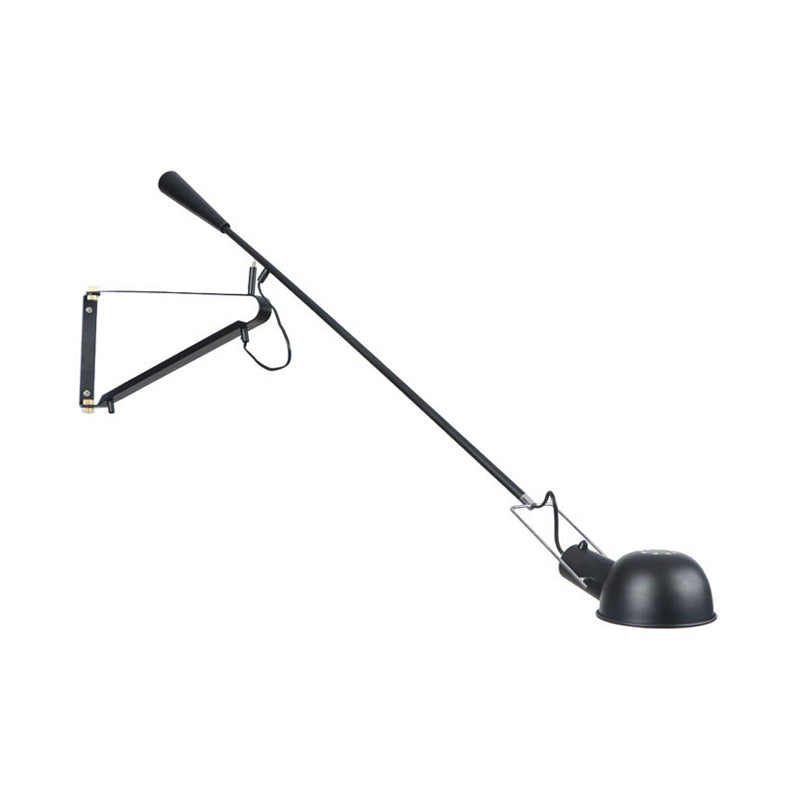 1 Head Metal Wall Light Industrial Stylish Black Bowl Shade Indoor Wall Mount Fixture with Boom Arm Clearhalo 'Art deco wall lights' 'Cast Iron' 'Glass' 'Industrial wall lights' 'Industrial' 'Middle century wall lights' 'Modern' 'Rustic wall lights' 'Tiffany' 'Traditional wall lights' 'Wall Lamps & Sconces' 'Wall Lights' Lighting' 146264