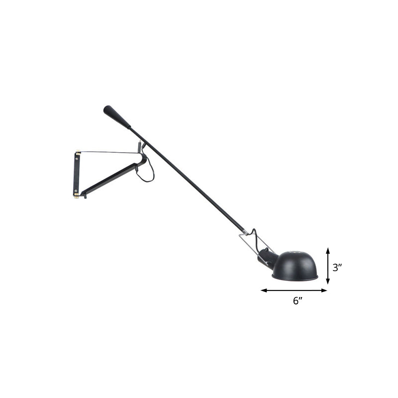 1 Head Metal Wall Light Industrial Stylish Black Bowl Shade Indoor Wall Mount Fixture with Boom Arm Clearhalo 'Art deco wall lights' 'Cast Iron' 'Glass' 'Industrial wall lights' 'Industrial' 'Middle century wall lights' 'Modern' 'Rustic wall lights' 'Tiffany' 'Traditional wall lights' 'Wall Lamps & Sconces' 'Wall Lights' Lighting' 146265