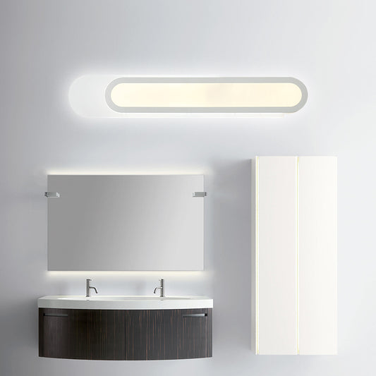 LED Bathroom Vanity Light with Oblong Acrylic Shade White Wall Sconce in Warm/White Light, 12"/18"/20" Wide Clearhalo 'Modern wall lights' 'Modern' 'Vanity Lights' 'Wall Lights' Lighting' 146270