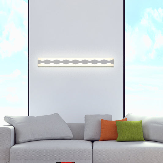 16"/19.5" Wide LED Bathroom Vanity Light with Wave Acrylic Shade White Vanity Wall Sconce in Warm/White Light Clearhalo 'Modern wall lights' 'Modern' 'Vanity Lights' 'Wall Lights' Lighting' 146339