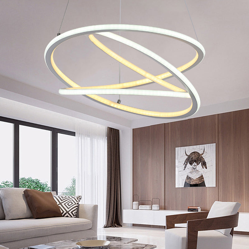 Simple Spiral Ceiling Light Fixture Acrylic LED Living Room Chandelier Pendant in Warm/White/Natural Light White Clearhalo 'Ceiling Lights' 'Chandeliers' 'Modern Chandeliers' 'Modern' Lighting' 146724